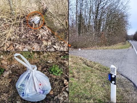 Entsorgter Müllbeutel