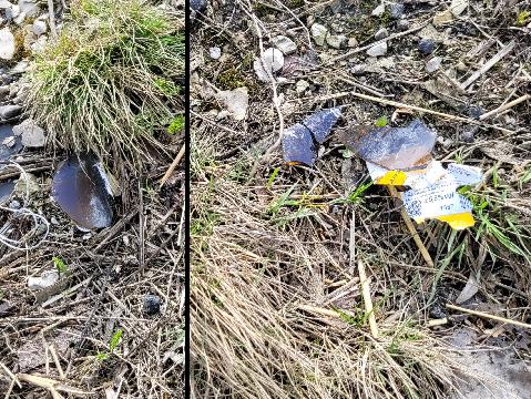 Zerbrochene Glasflasche, aus dem Auto geworfen